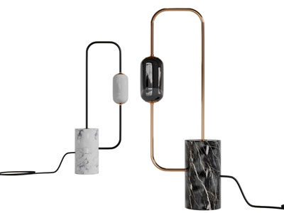 现代大理石支撑的落地灯