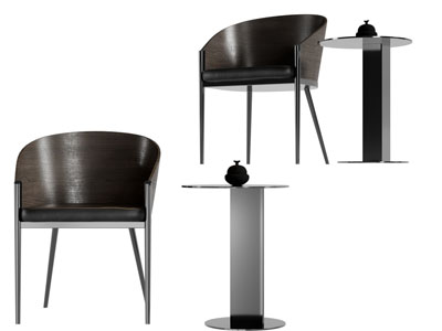 现代休闲椅子边几