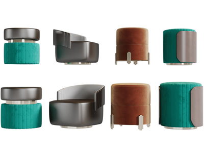 现代单人沙发沙发凳