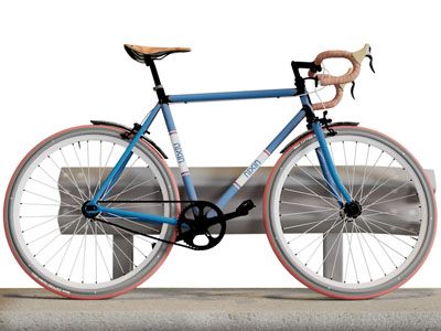 一辆弯把赛车自行车