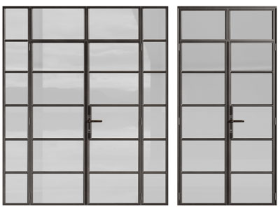 现代装饰方格的平开门