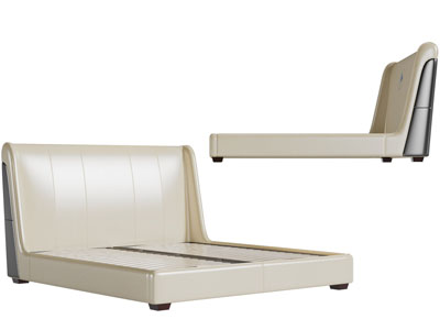 现代没有床垫的双人床