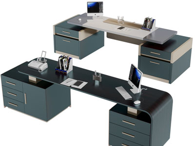 现代复古绿色老板台办公桌