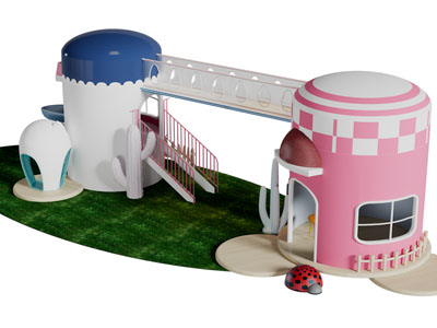 带房子的滑滑梯游乐设备3d模型 带房子的滑滑梯游乐设备