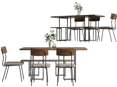 工业风实木餐桌椅组合