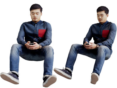 坐着看手机的男人人物