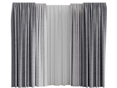 现代布艺窗帘3d模型 现代布艺窗帘