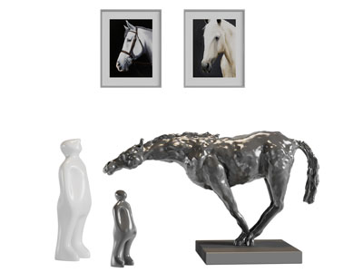 一匹伸着脖子的马雕塑雕刻