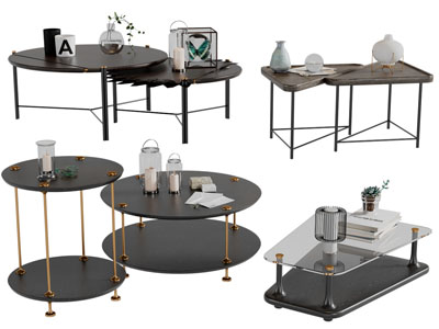 现代套叠拼接茶几3d模型 现代套叠拼接茶几