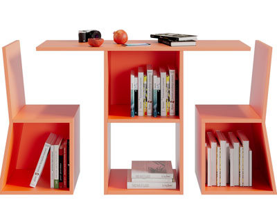 后现代带收纳的餐桌椅组合