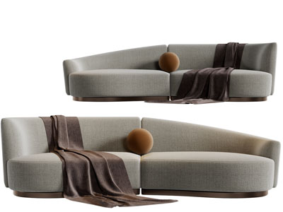 现代弧形多人沙发3d模型 现代弧形多人沙发