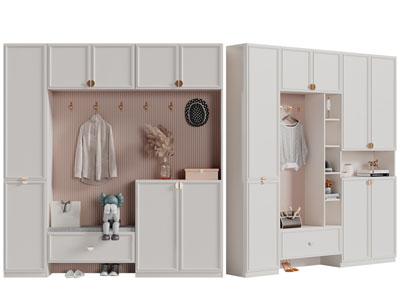 现代实木玄关装饰鞋柜