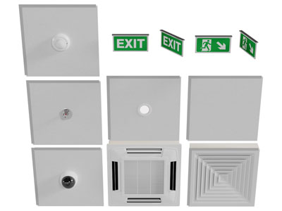 现代空调出风口筒灯射灯监控消防设备3d模型 现代空调出风口筒灯射灯监控消防设备