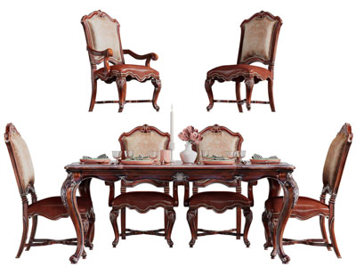 欧式雕花实木餐桌椅组合