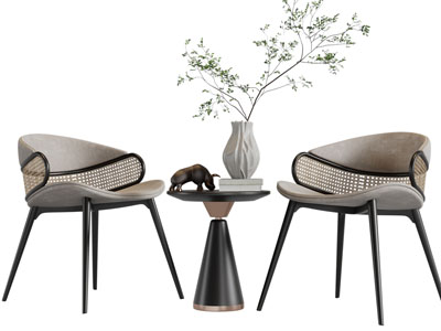 现代休闲椅子边几