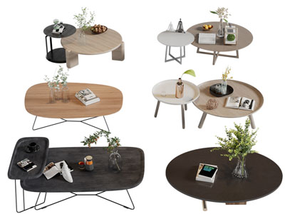 现代圆形茶几边几3d模型 现代圆形茶几边几