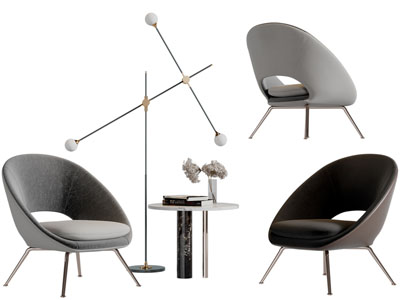 现代休闲椅子边几