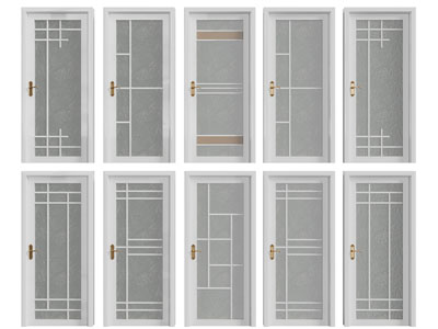 现代装饰磨砂玻璃的平开门