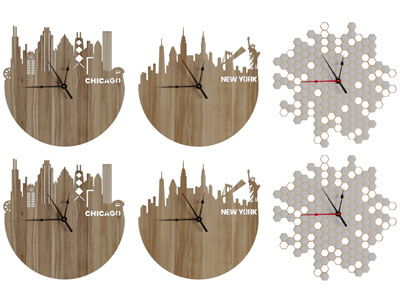 后现代城市风景实木钟表挂件3d模型 后现代城市风景实木钟表挂件