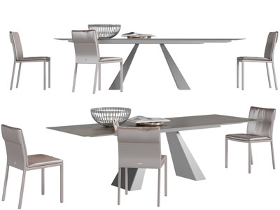 现代长方形餐桌椅组合