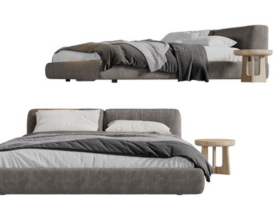 现代布艺双人床