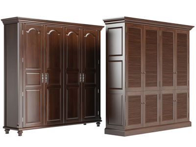 美式实木百叶窗柜门的衣柜3d模型 美式实木百叶窗柜门的衣柜