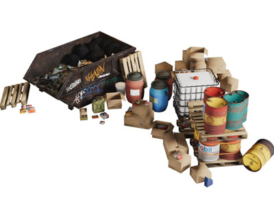 工业风loft公共垃圾箱3d模型 工业风loft公共垃圾箱