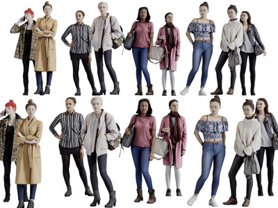 一群女人人物3d模型 一群女人人物