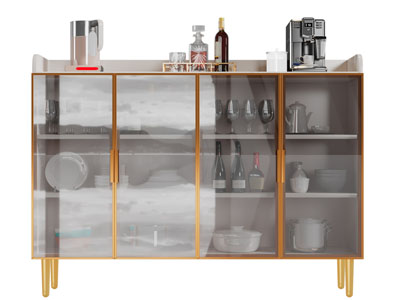 现代玻璃柜门的餐边柜