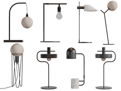 现代黑色金属支架的台灯