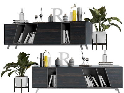 现代实木电视柜摆件