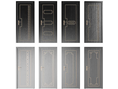 新中式黑色实木平开门