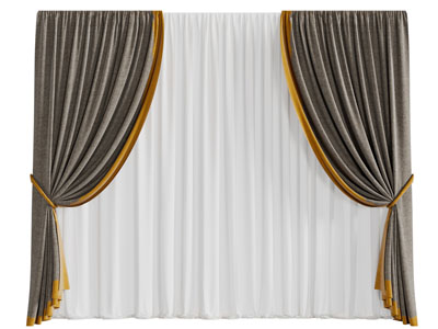 新中式窗纱窗帘3d模型 新中式窗纱窗帘