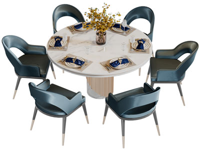 现代圆形餐桌椅组合