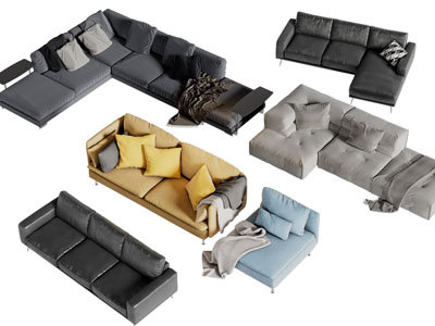 现代布艺转角多人沙发3d模型 现代布艺转角多人沙发