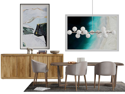 北欧实木餐桌椅组合餐边柜