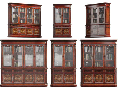 欧式古典实木玻璃柜门的书柜