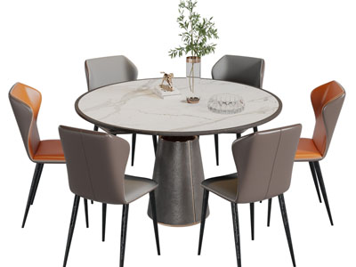 现代圆形餐桌椅组合