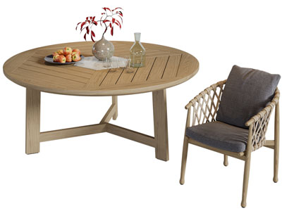 现代实木圆形餐桌椅组合