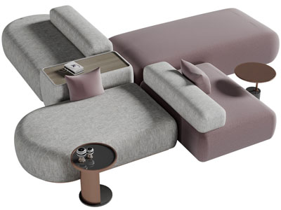 现代块状拼接多人沙发组合3d模型 现代块状拼接多人沙发组合