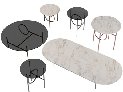 现代圆形椭圆形茶几3d模型 现代圆形椭圆形茶几