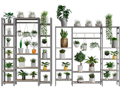 现代开放式盆栽植物花架装饰架