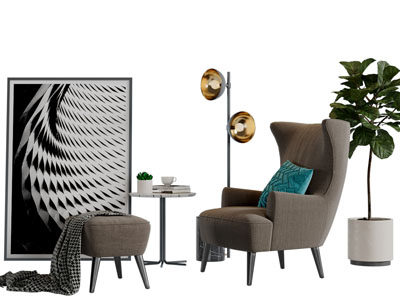 现代休闲椅子脚踏边几