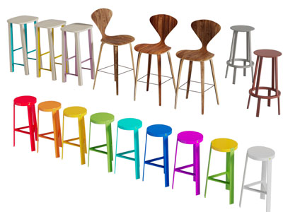 北欧彩色圆形吧凳吧椅