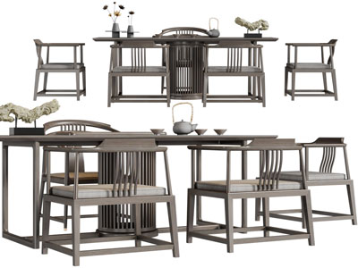 中式实木茶桌椅组合