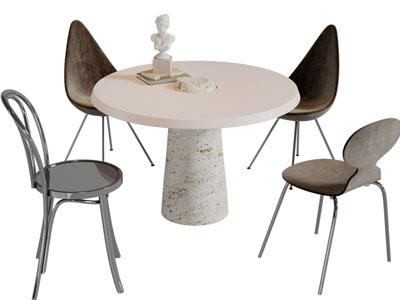 现代圆形餐桌椅组合