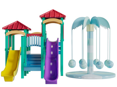 现代儿童滑滑梯游乐设备3d模型 现代儿童滑滑梯游乐设备