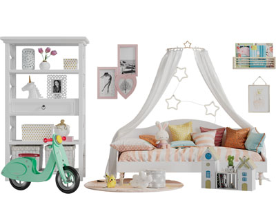 现代儿童多人沙发装饰柜3d模型 现代儿童多人沙发装饰柜