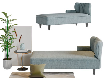 现代蓝色贵妃椅美人榻