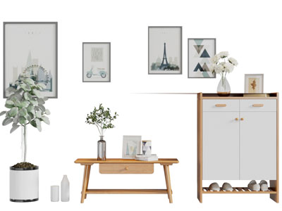 北欧实木玄关鞋柜换鞋凳